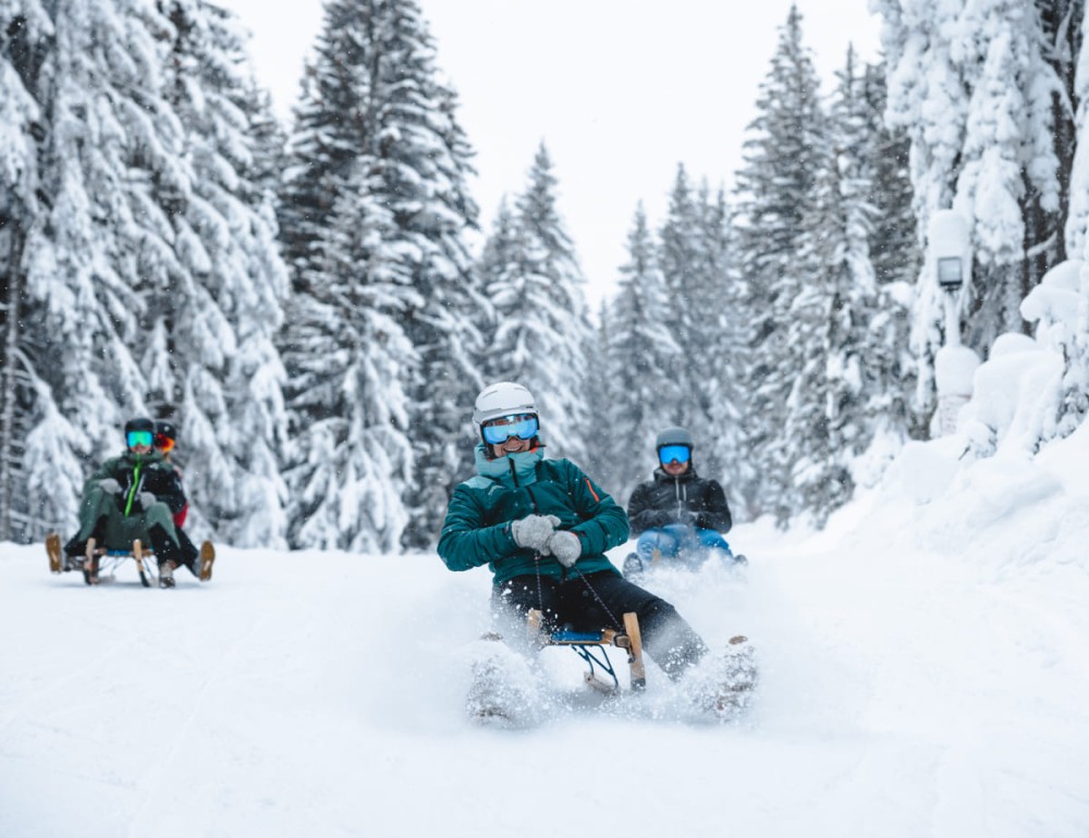 Rodelspa&szlig; auf verschneiter Strecke am Rittisberg in Ramsau (c) Math&auml;us Gartner